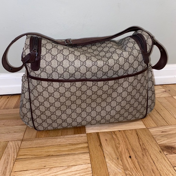 Gucci large monogram diaper bag